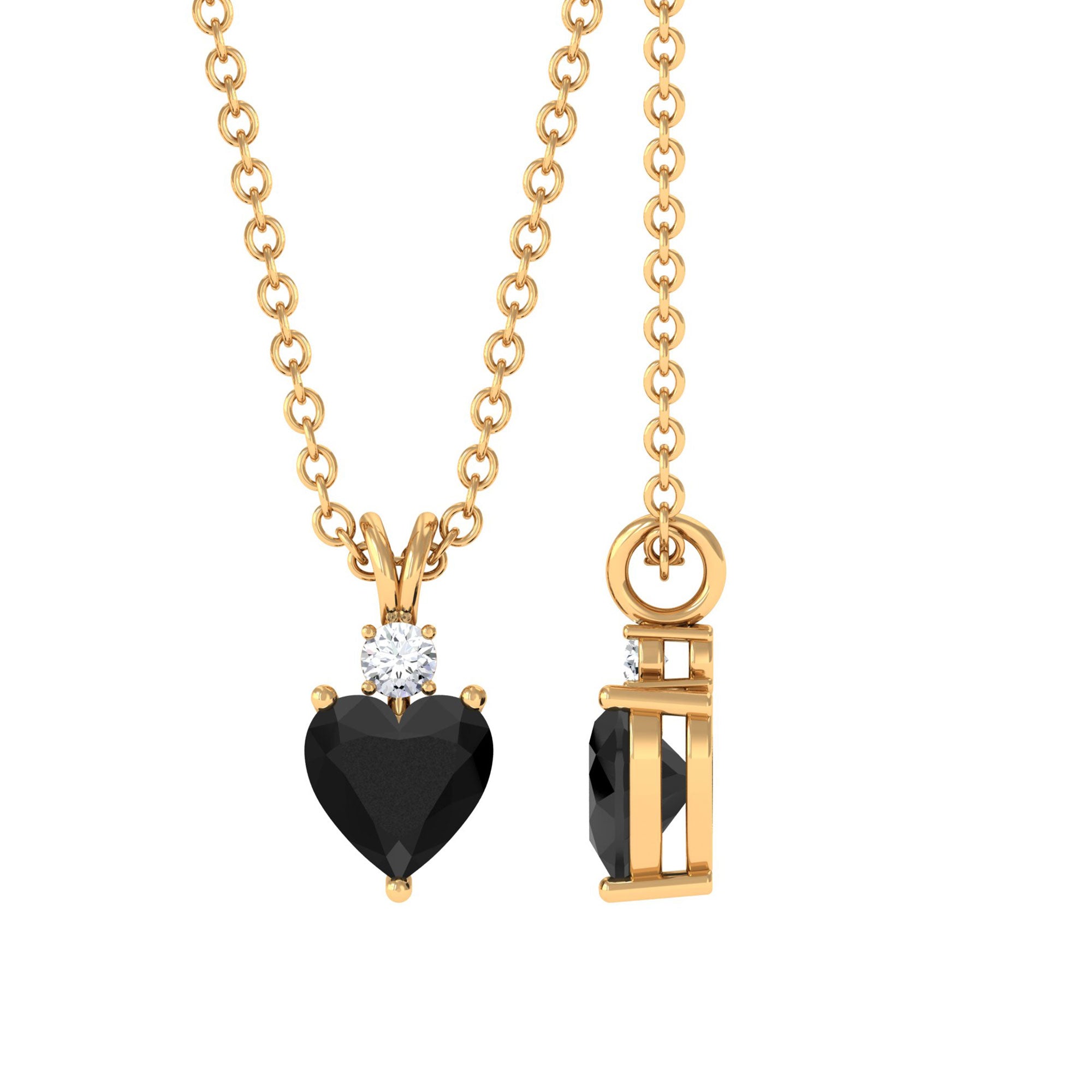 Vibrant Grown Labs-Heart Shape Lab Created Black Diamond Solitaire Pendant