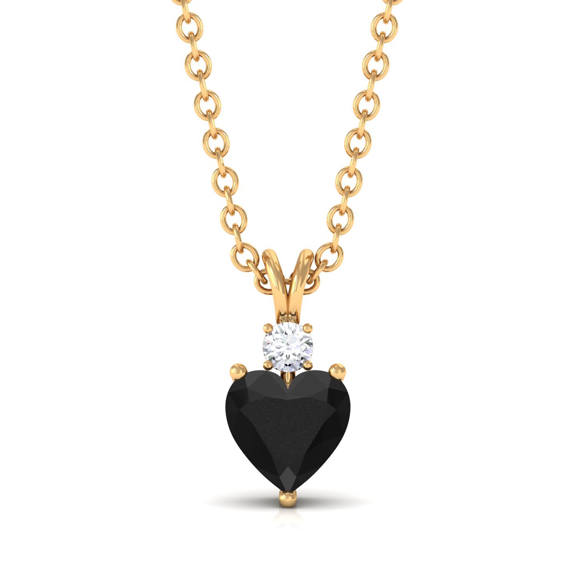 Vibrant Grown Labs-Heart Shape Lab Created Black Diamond Solitaire Pendant