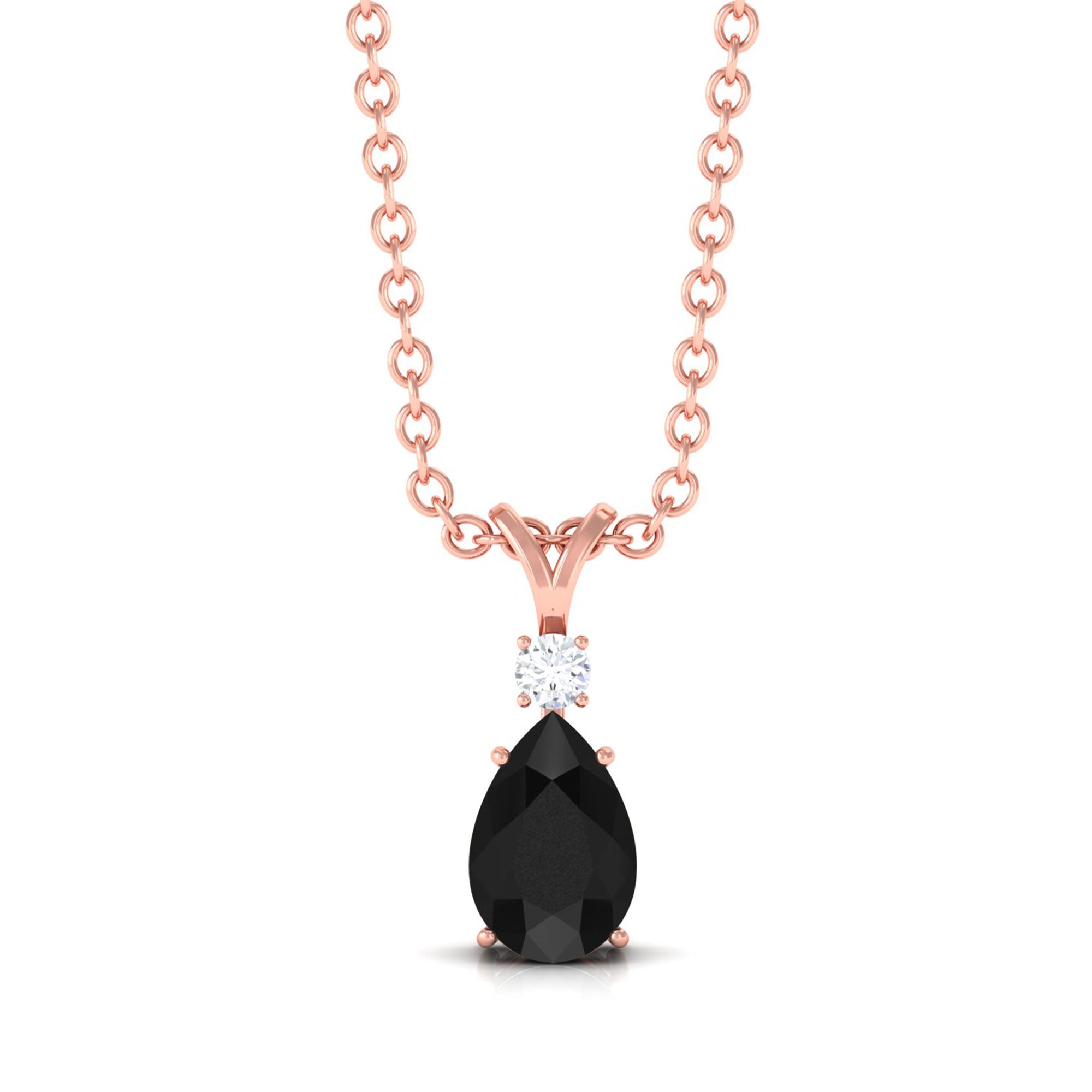 Vibrant Grown Labs-Lab Created Black Diamond Teardrop Pendant Necklace