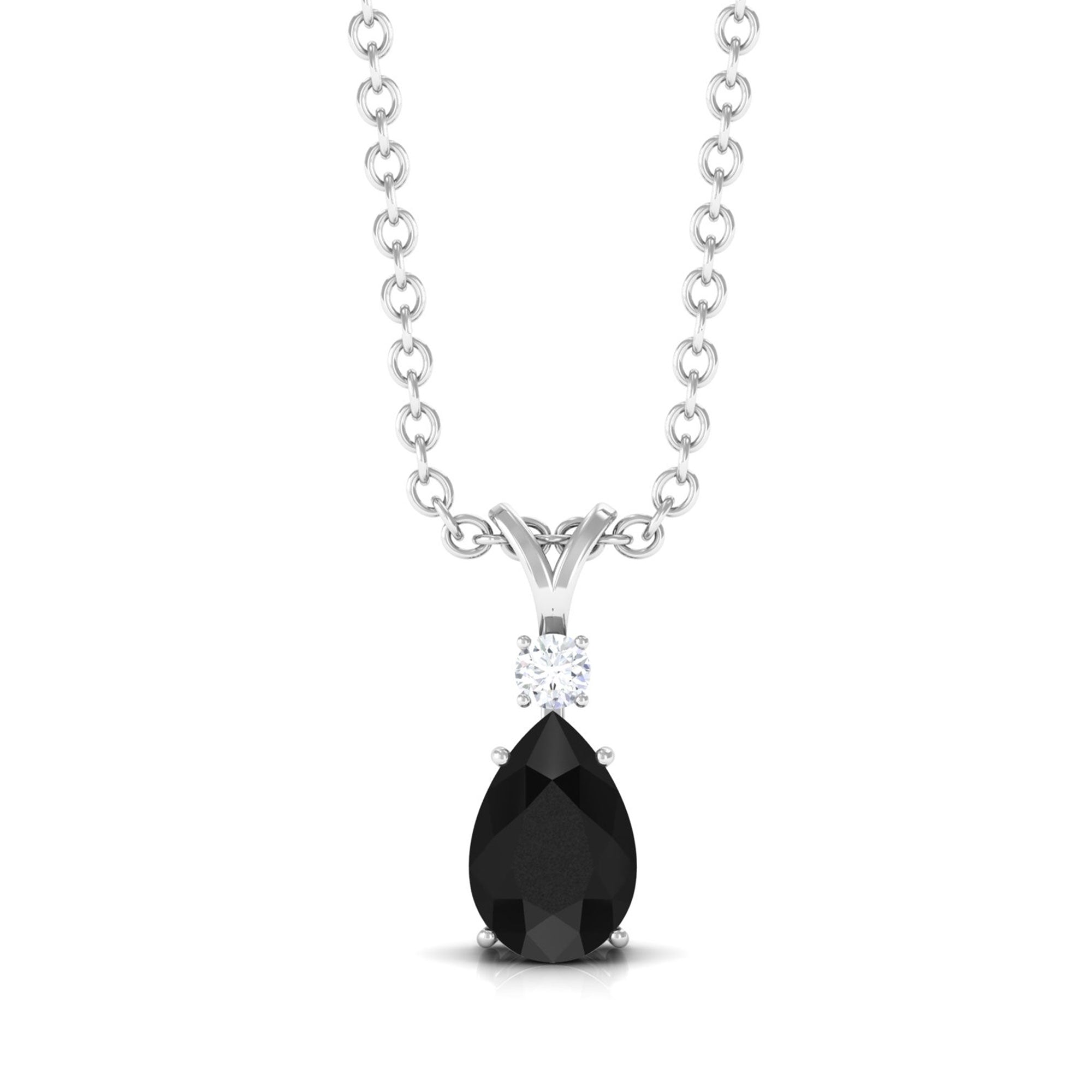 Vibrant Grown Labs-Lab Created Black Diamond Teardrop Pendant Necklace