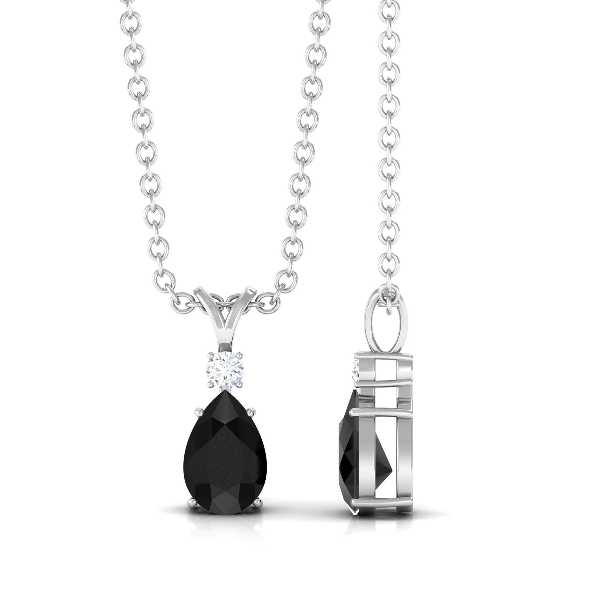 Vibrant Grown Labs-Lab Created Black Diamond Teardrop Pendant Necklace