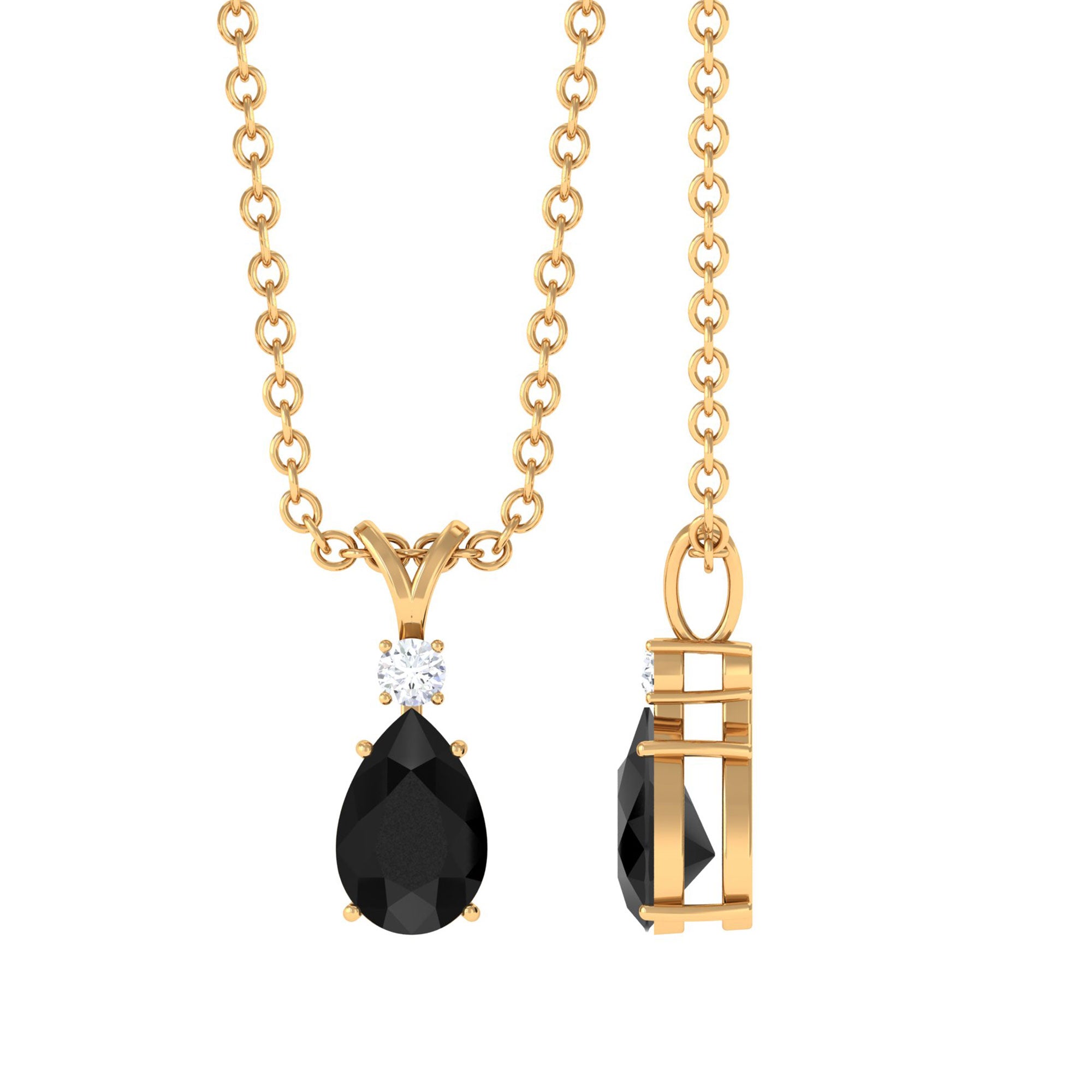 Vibrant Grown Labs-Lab Created Black Diamond Teardrop Pendant Necklace