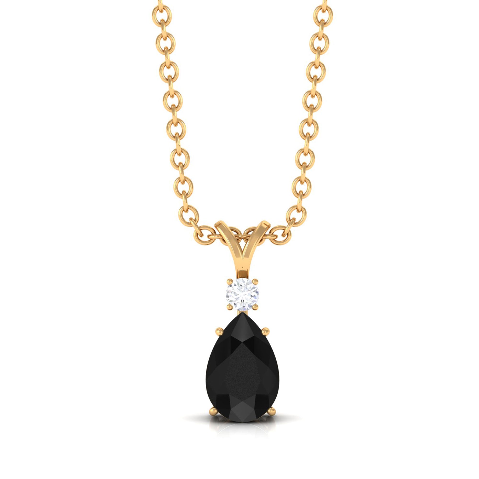 Vibrant Grown Labs-Lab Created Black Diamond Teardrop Pendant Necklace