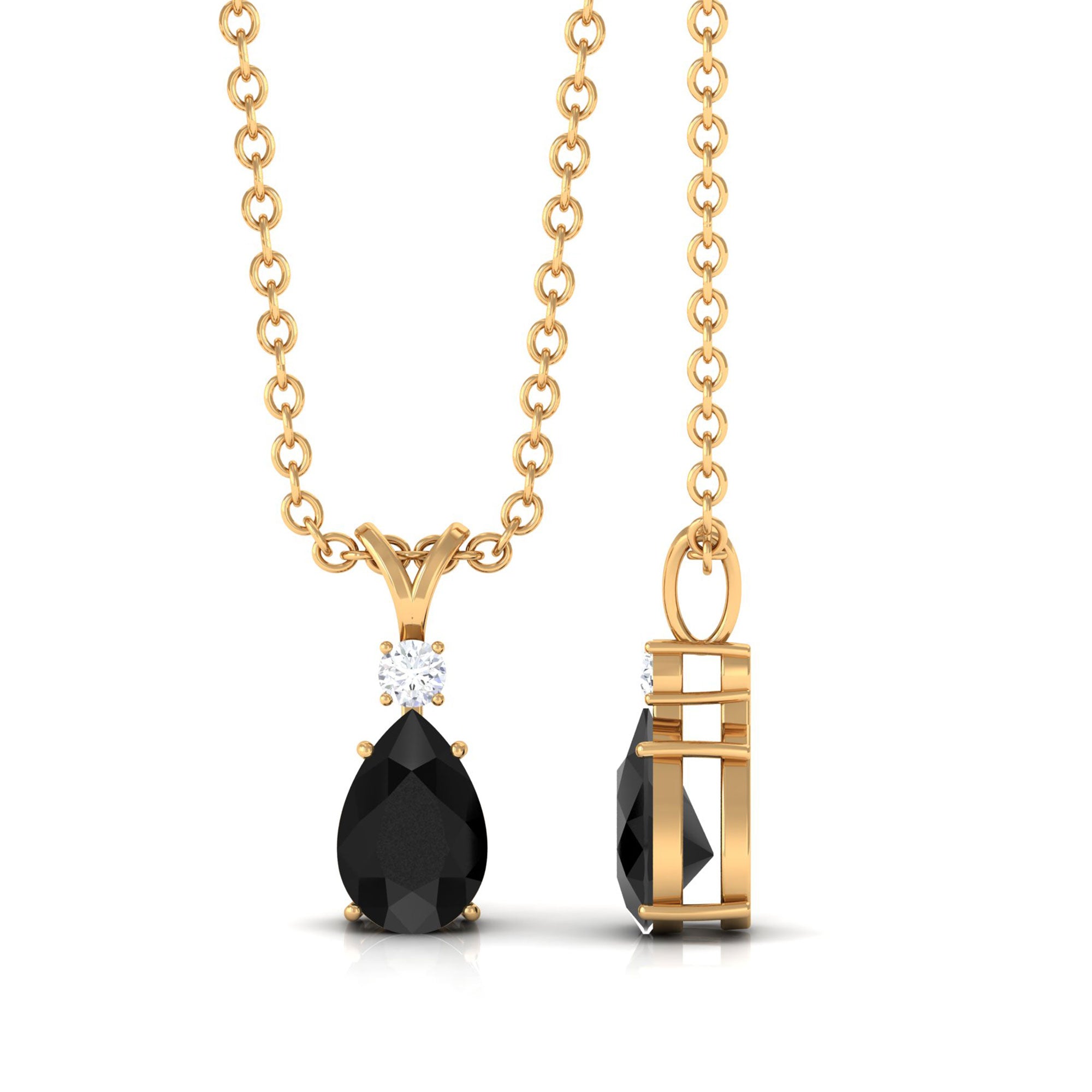 Vibrant Grown Labs-Lab Created Black Diamond Teardrop Pendant Necklace