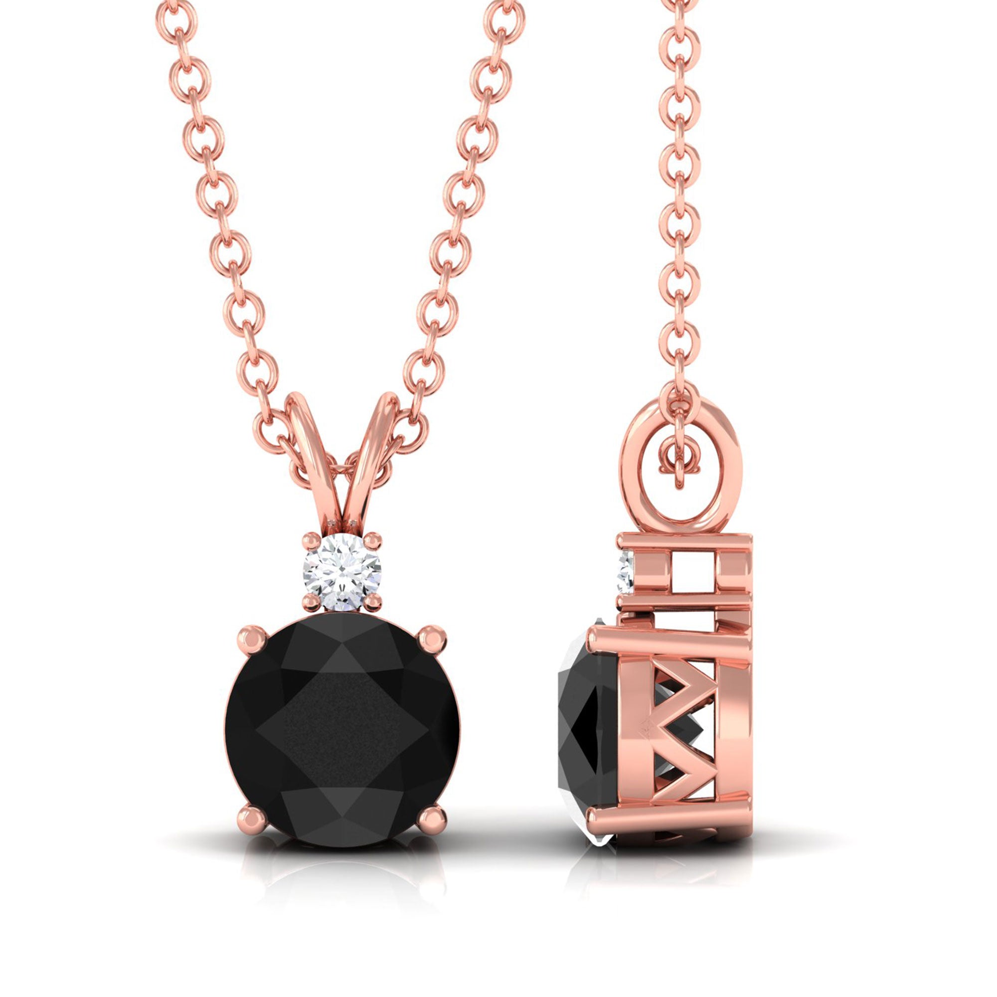 Vibrant Grown Labs-Solitaire Pendant Necklace with Lab Grown Black Diamond