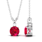 Vibrant Grown Labs-Round Lab Grown Ruby Solitaire Pendant Necklace