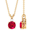 Vibrant Grown Labs-Round Lab Grown Ruby Solitaire Pendant Necklace