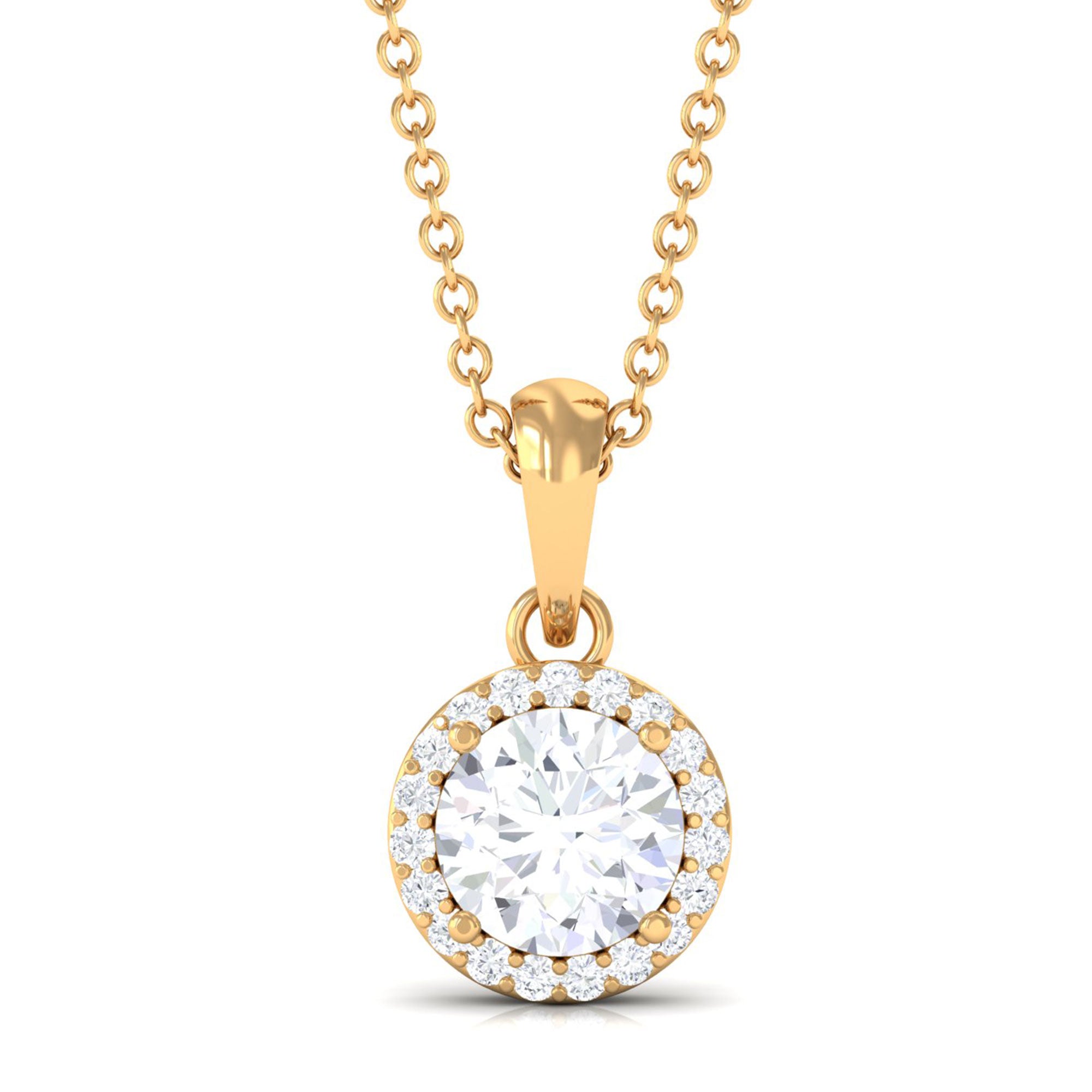 Vibrant Grown Labs-Classic Round Shape Lab Grown Diamond Halo Pendant Necklace