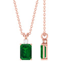 Vibrant Grown Labs-Emerald Cut Solitaire Pendant Necklace with Lab Grown Emerald