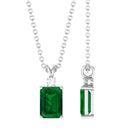 Vibrant Grown Labs-Emerald Cut Solitaire Pendant Necklace with Lab Grown Emerald