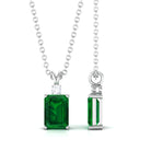 Vibrant Grown Labs-Emerald Cut Solitaire Pendant Necklace with Lab Grown Emerald