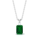 Vibrant Grown Labs-Emerald Cut Solitaire Pendant Necklace with Lab Grown Emerald