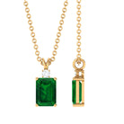 Vibrant Grown Labs-Emerald Cut Solitaire Pendant Necklace with Lab Grown Emerald