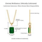 Vibrant Grown Labs-Emerald Cut Solitaire Pendant Necklace with Lab Grown Emerald