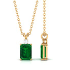 Vibrant Grown Labs-Emerald Cut Solitaire Pendant Necklace with Lab Grown Emerald