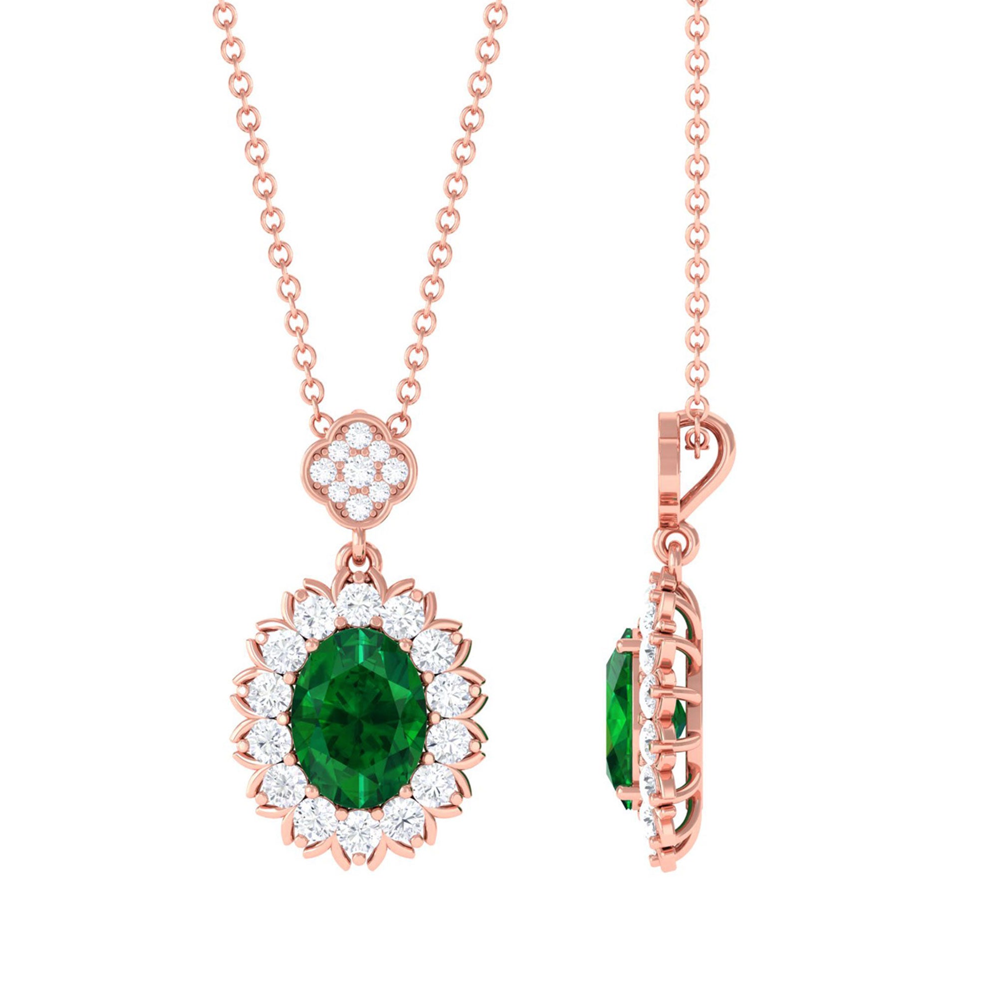 Vibrant Grown Labs-Lab Grown Emerald Statement Pendant Necklace