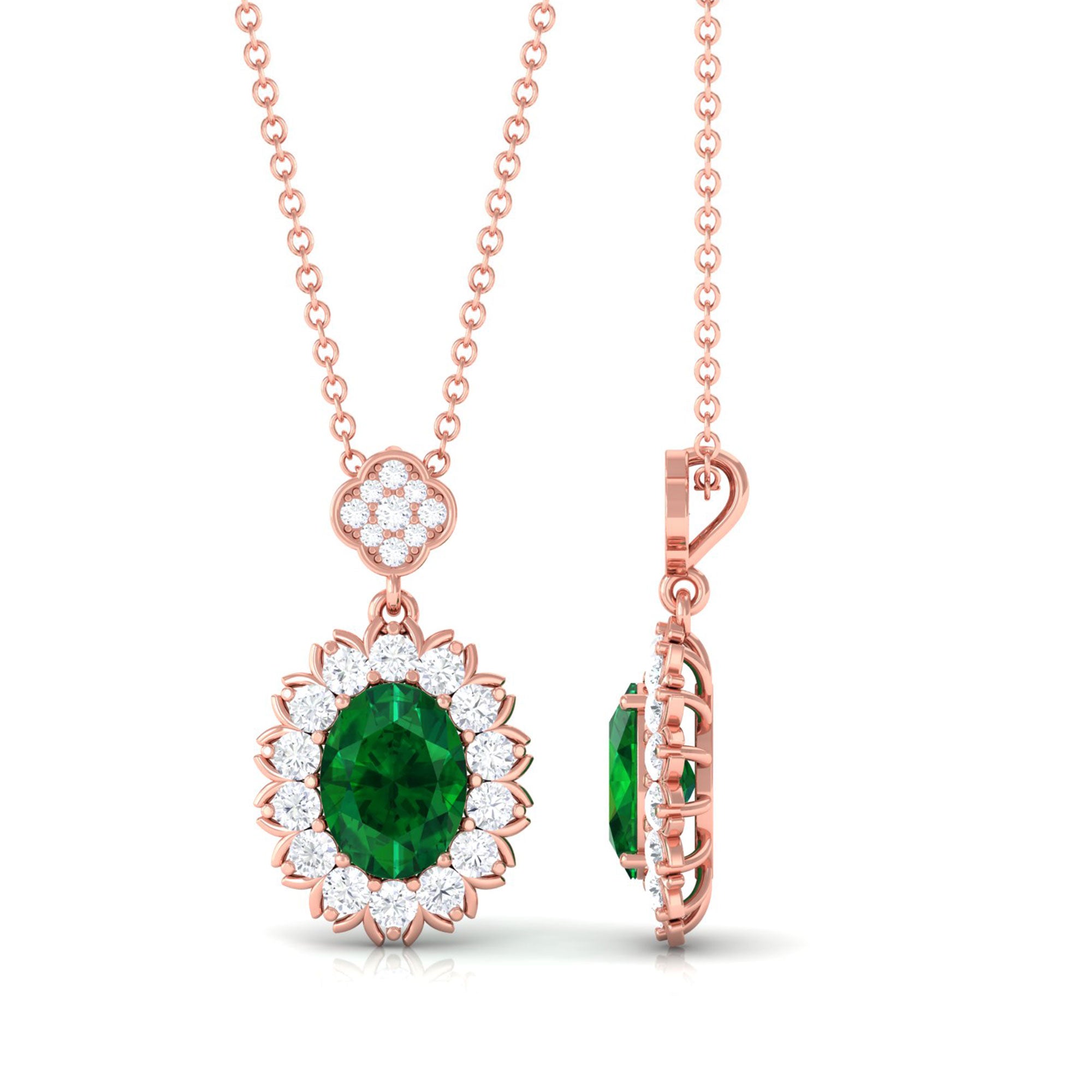 Vibrant Grown Labs-Lab Grown Emerald Statement Pendant Necklace