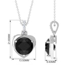 Vibrant Grown Labs-Heart Shape Pendant Necklace with Lab Grown Black Diamond