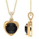 Vibrant Grown Labs-Heart Shape Pendant Necklace with Lab Grown Black Diamond