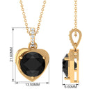 Vibrant Grown Labs-Heart Shape Pendant Necklace with Lab Grown Black Diamond