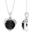 Vibrant Grown Labs-Heart Shape Pendant Necklace with Lab Grown Black Diamond