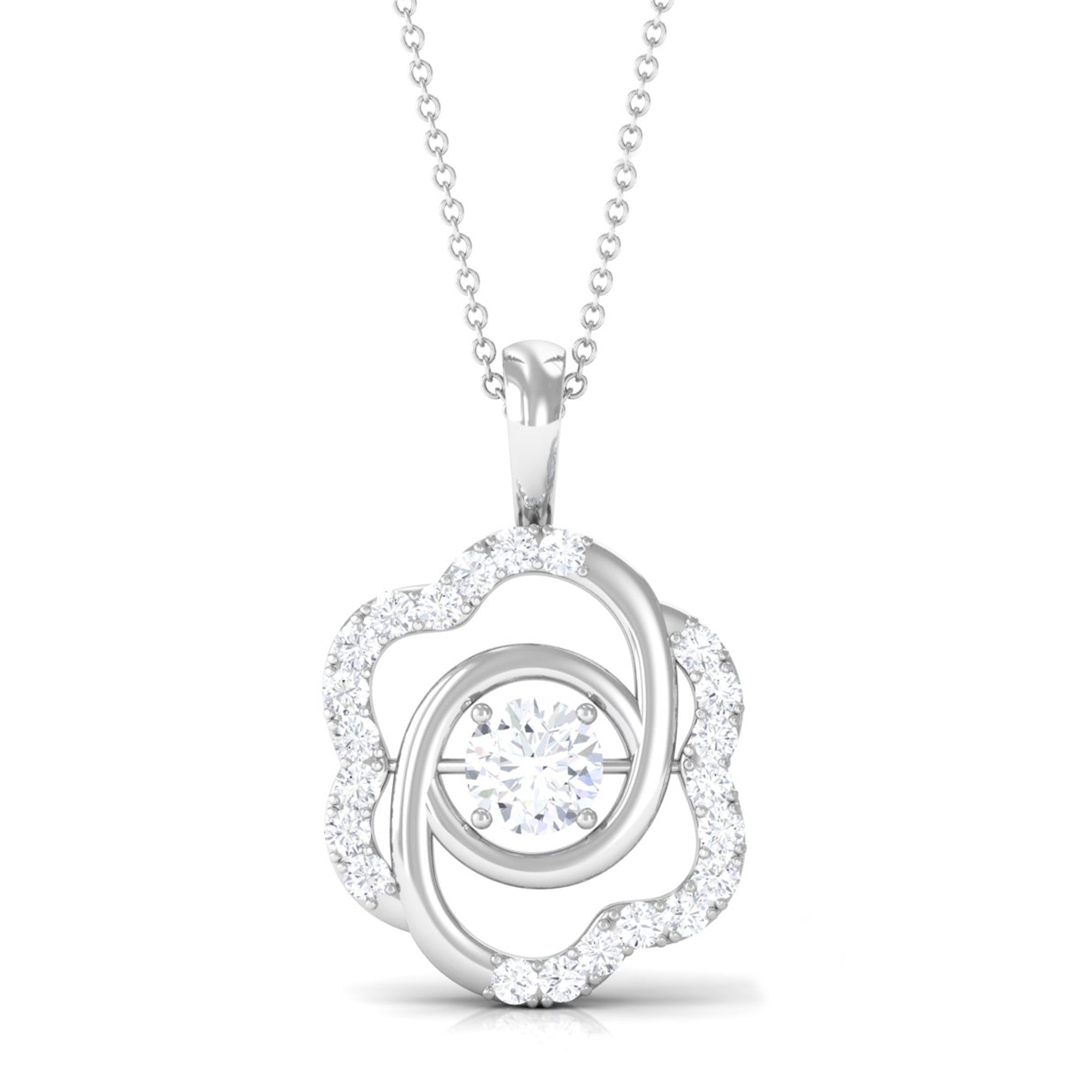 Vibrant Grown Labs-Floral Pendant Necklace with Lab Grown Diamond