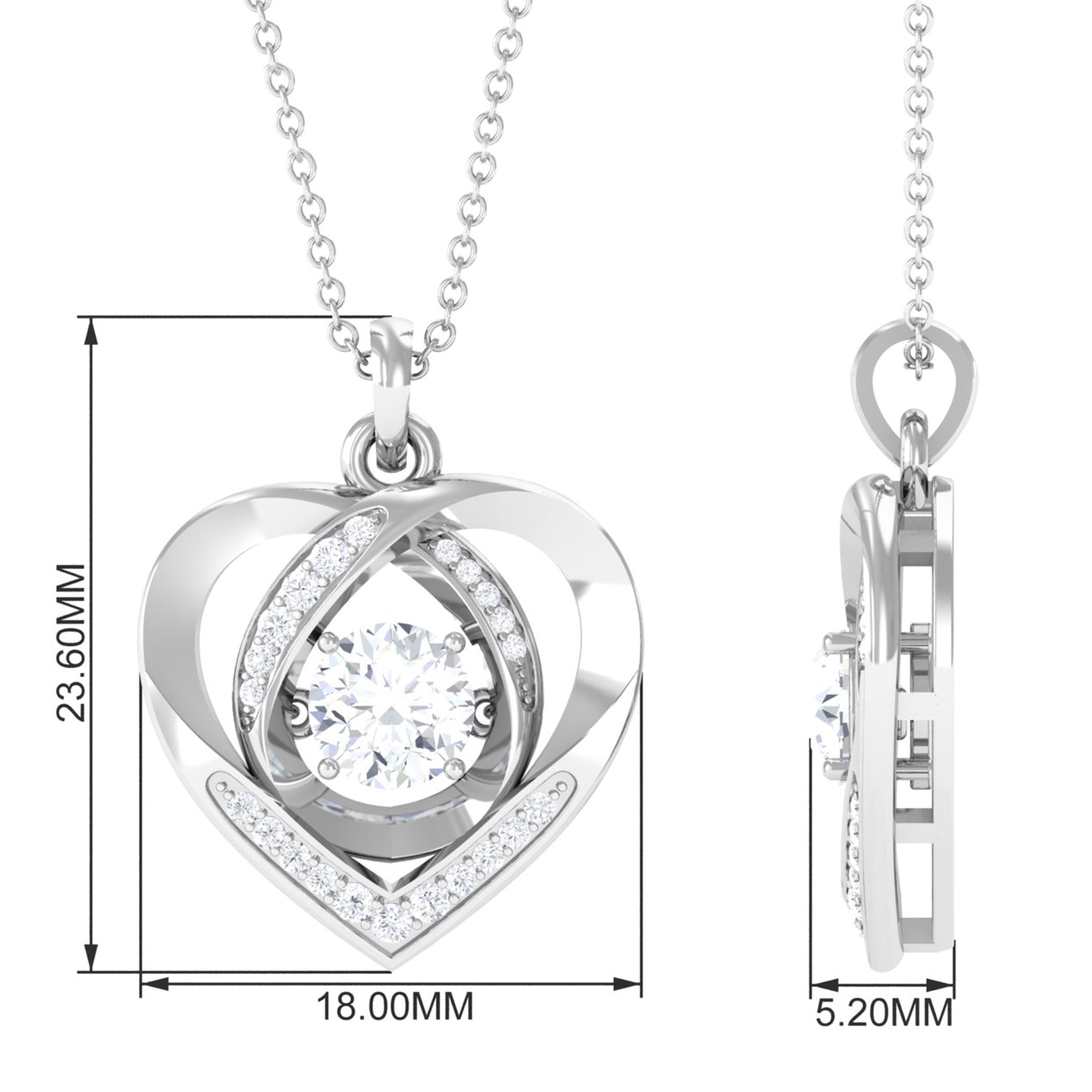 Vibrant Grown Labs-Lab Grown Diamond Heart Pendant Necklace