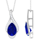 Vibrant Grown Labs-Classic Lab Created Blue Sapphire Pendant Necklace for Women