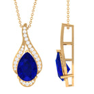 Vibrant Grown Labs-Classic Lab Created Blue Sapphire Pendant Necklace for Women