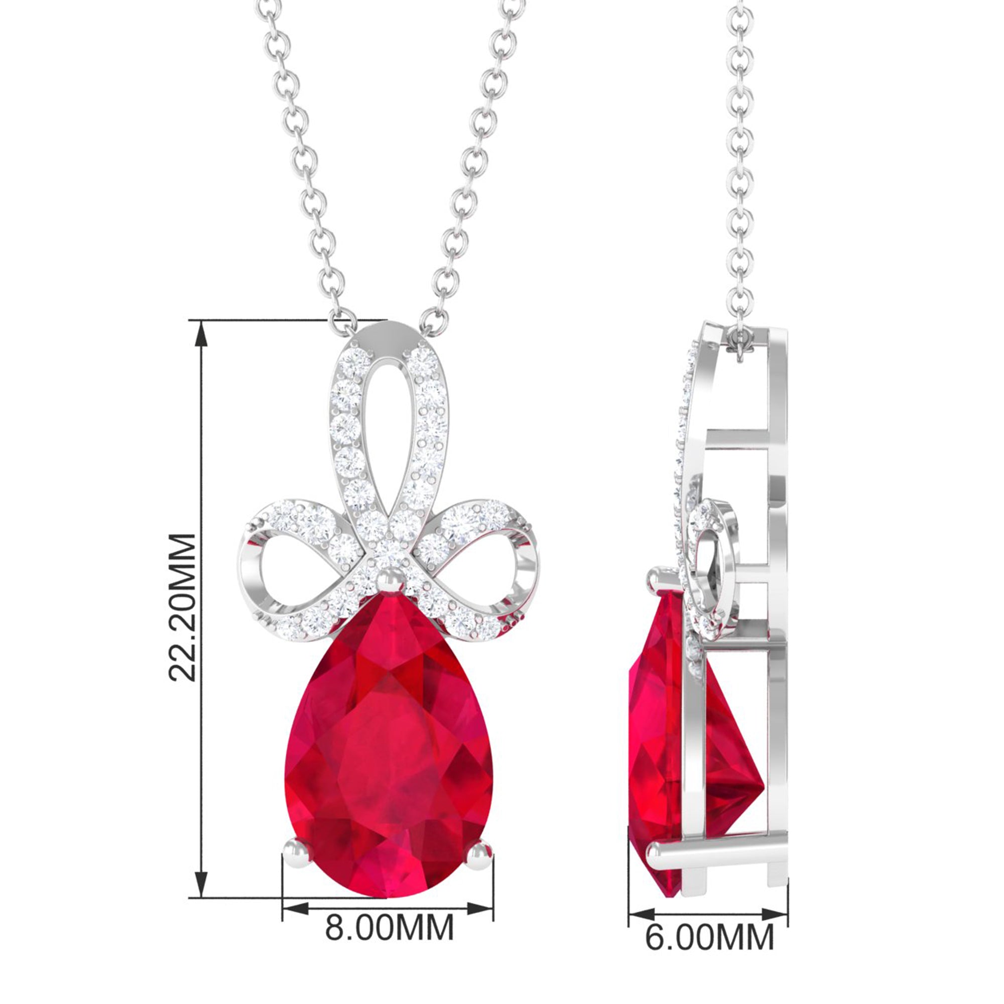 Vibrant Grown Labs-Designer Lab Grown Ruby Pendant Necklace with Diamond