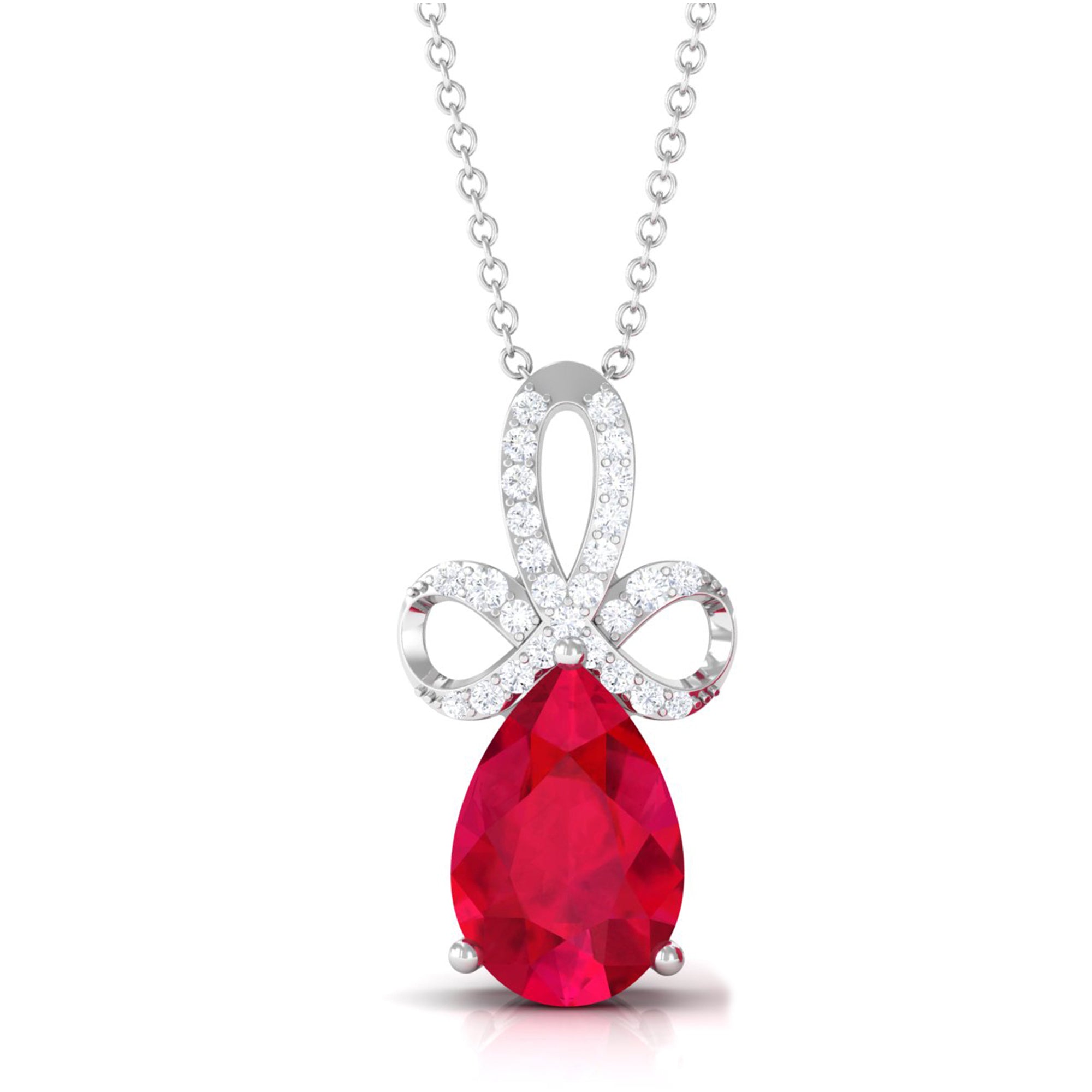 Vibrant Grown Labs-Designer Lab Grown Ruby Pendant Necklace with Diamond