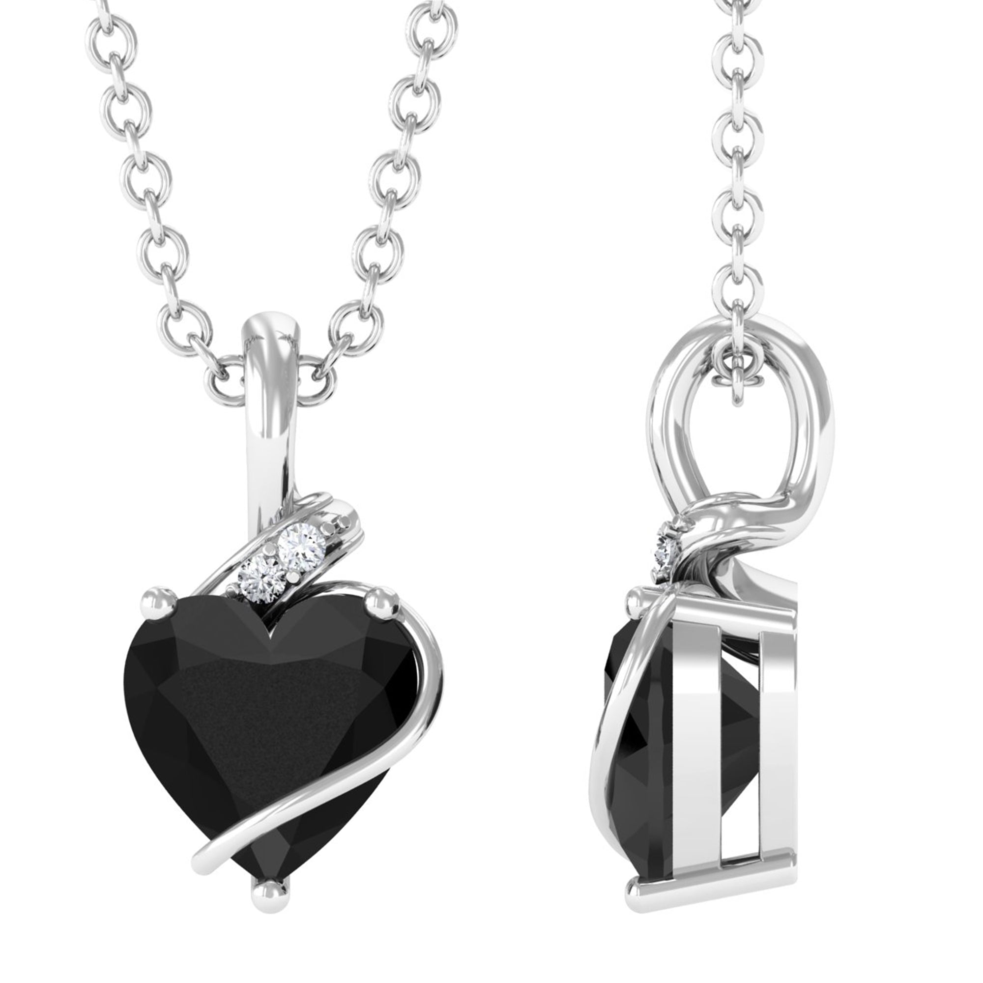 Vibrant Grown Labs-Heart Shape Lab Grown Black Diamond Pendant Necklace