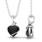 Vibrant Grown Labs-Heart Shape Lab Grown Black Diamond Pendant Necklace