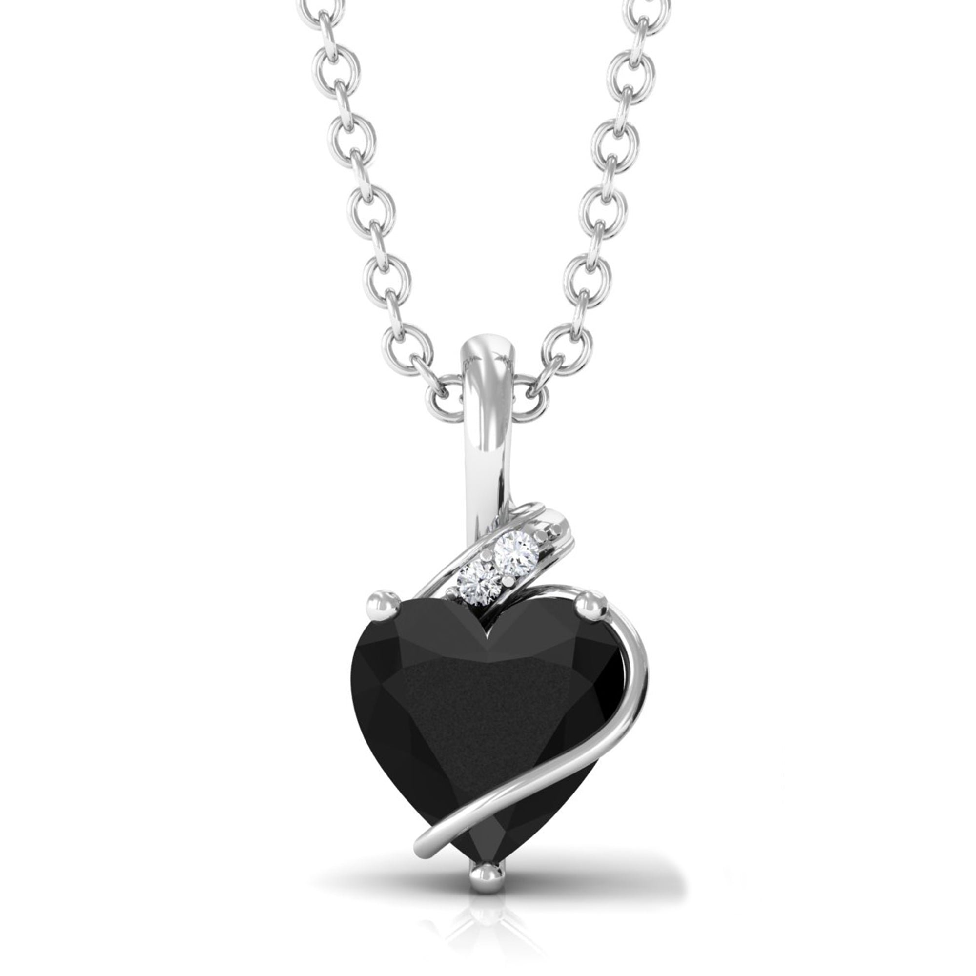 Vibrant Grown Labs-Heart Shape Lab Grown Black Diamond Pendant Necklace