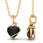 Vibrant Grown Labs-Heart Shape Lab Grown Black Diamond Pendant Necklace