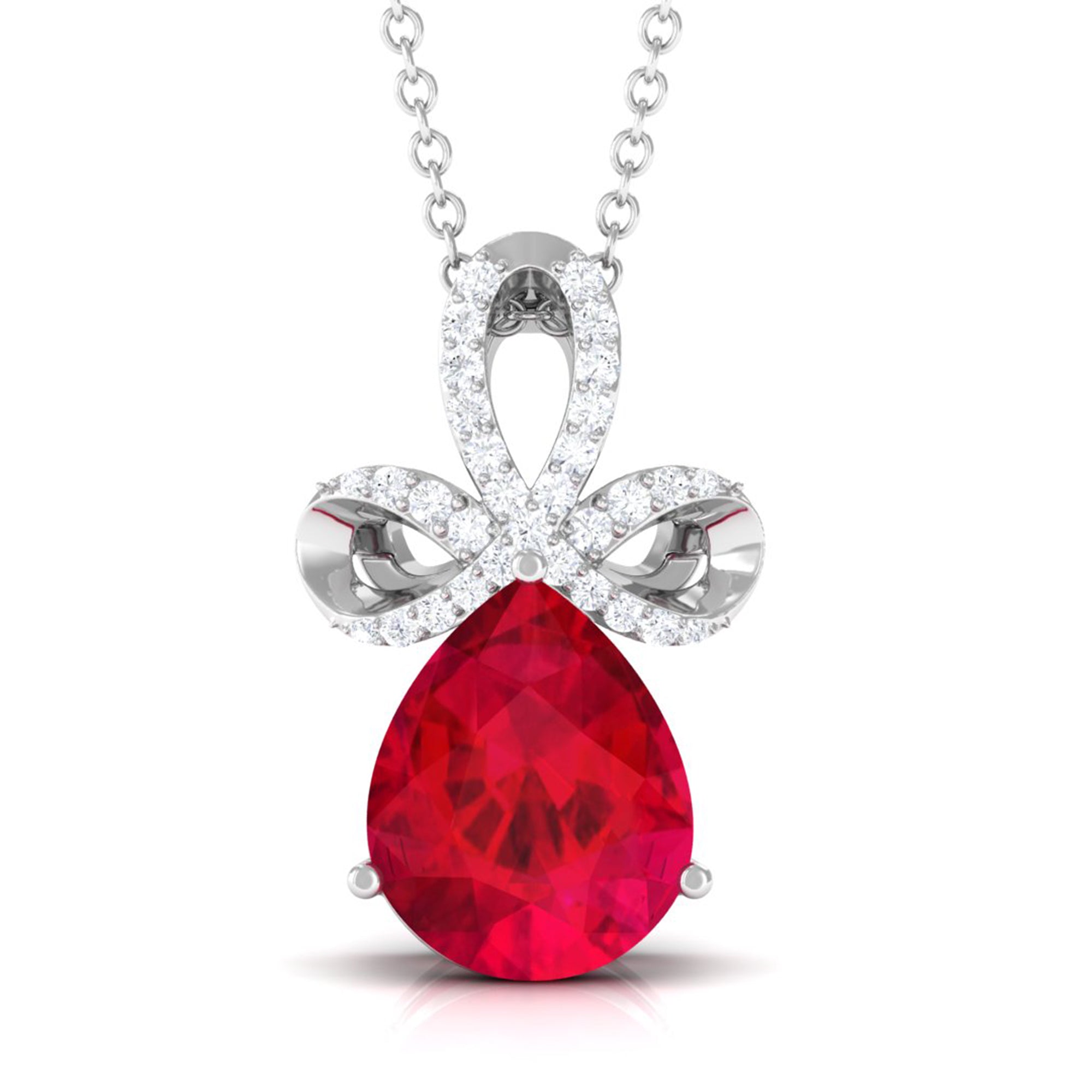 Vibrant Grown Labs-Designer Lab Grown Ruby Pendant Necklace with Diamond