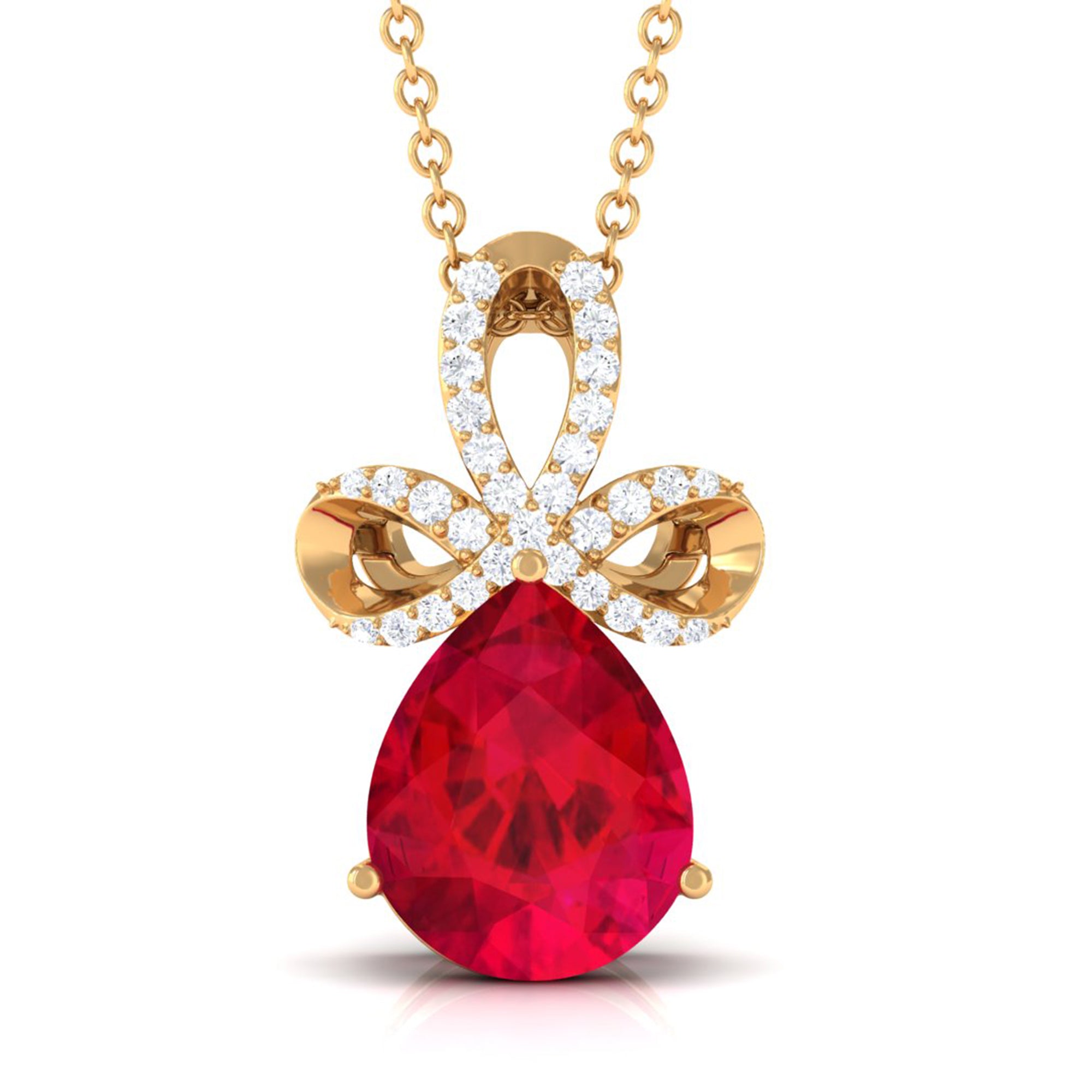 Vibrant Grown Labs-Designer Lab Grown Ruby Pendant Necklace with Diamond