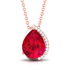 Vibrant Grown Labs-Minimal Lab Created Ruby Pendant Necklace with Diamond