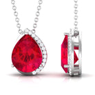 Vibrant Grown Labs-Minimal Lab Created Ruby Pendant Necklace with Diamond