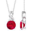 Vibrant Grown Labs-Lab Grown Ruby Solitaire Infinity Pendant Necklace with Diamond