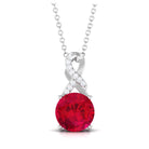 Vibrant Grown Labs-Lab Grown Ruby Solitaire Infinity Pendant Necklace with Diamond