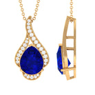 Vibrant Grown Labs-Classic Lab Created Blue Sapphire Pendant Necklace for Women