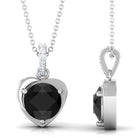 Vibrant Grown Labs-Heart Shape Pendant Necklace with Lab Grown Black Diamond