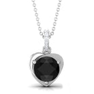 Vibrant Grown Labs-Heart Shape Pendant Necklace with Lab Grown Black Diamond