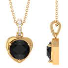 Vibrant Grown Labs-Heart Shape Pendant Necklace with Lab Grown Black Diamond