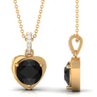 Vibrant Grown Labs-Heart Shape Pendant Necklace with Lab Grown Black Diamond