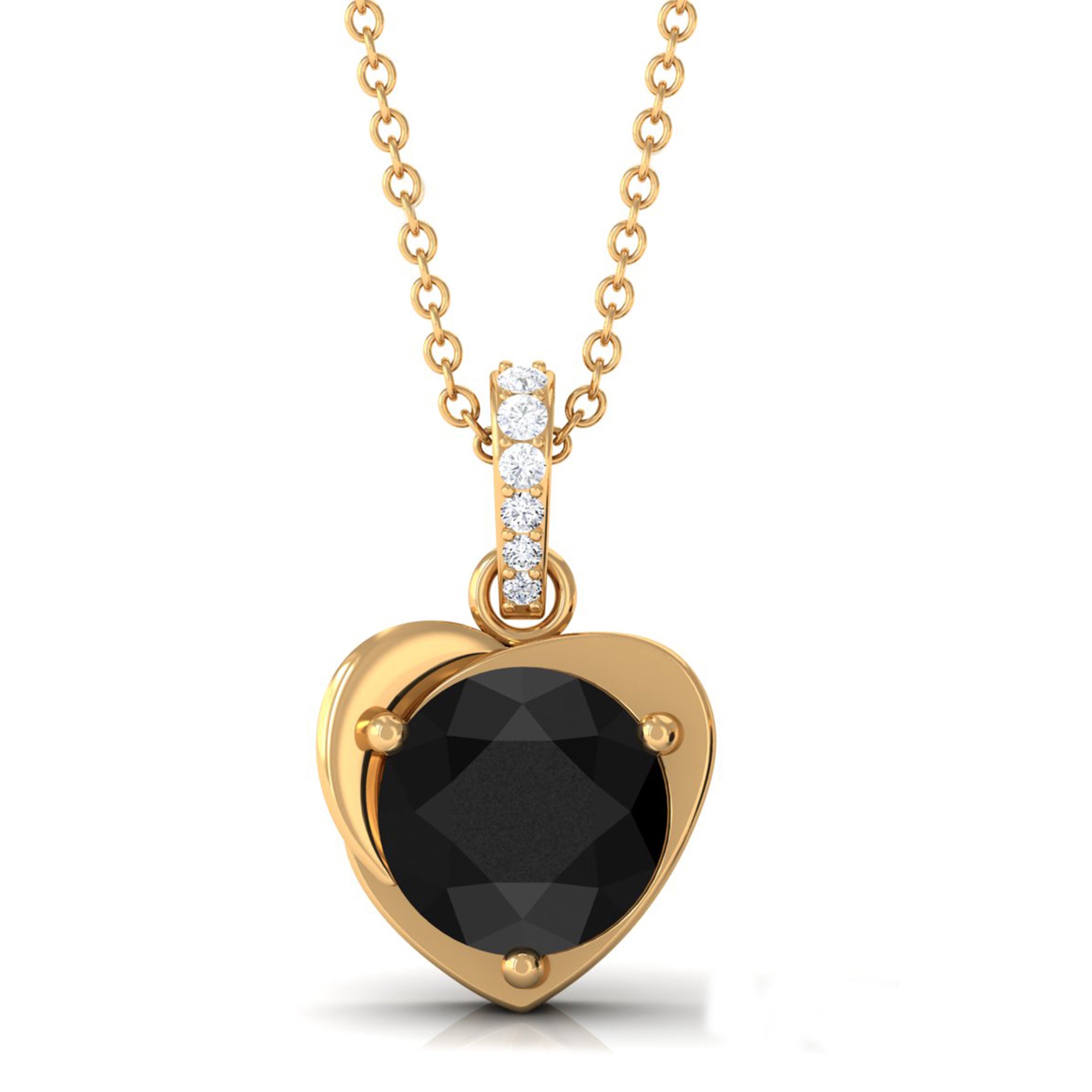 Vibrant Grown Labs-Heart Shape Pendant Necklace with Lab Grown Black Diamond