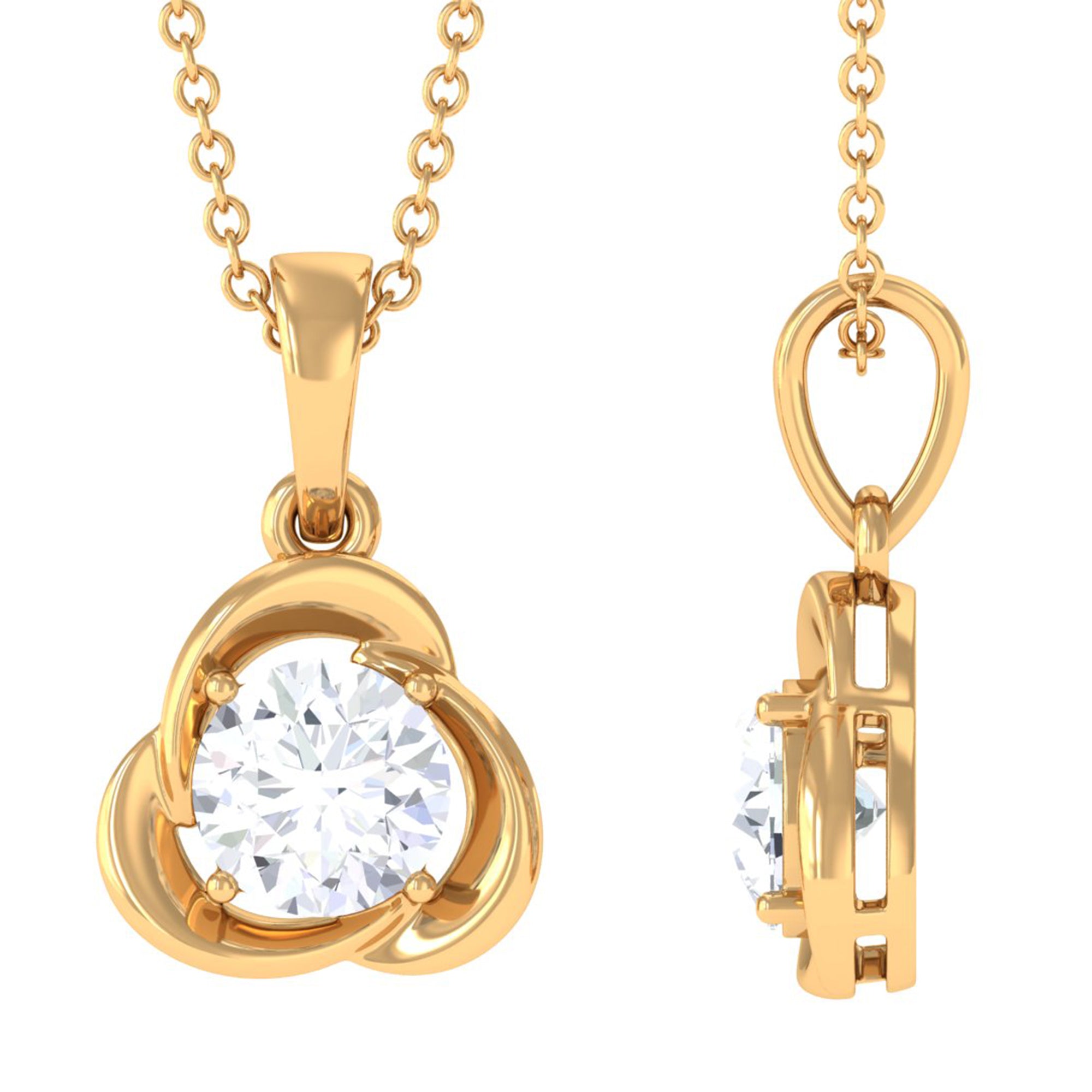 Vibrant Grown Labs-Round Shape Lab Grown Diamond Solitaire Pendant Necklace