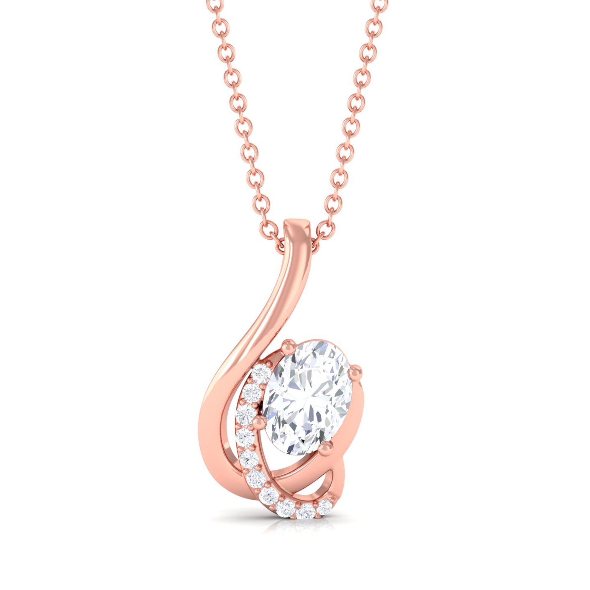 Vibrant Grown Labs-Oval Shape Lab Grown Diamond Pendant Necklace