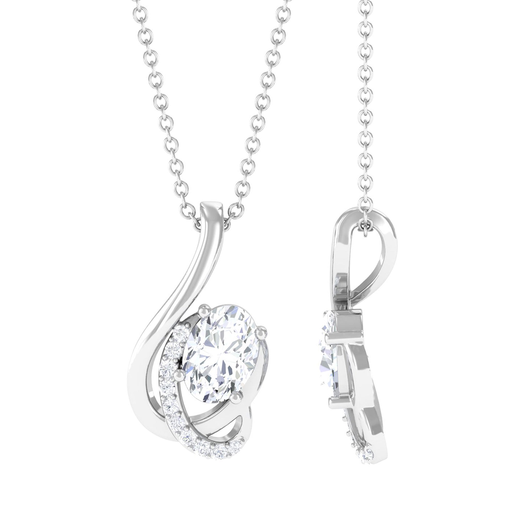 Vibrant Grown Labs-Oval Shape Lab Grown Diamond Pendant Necklace